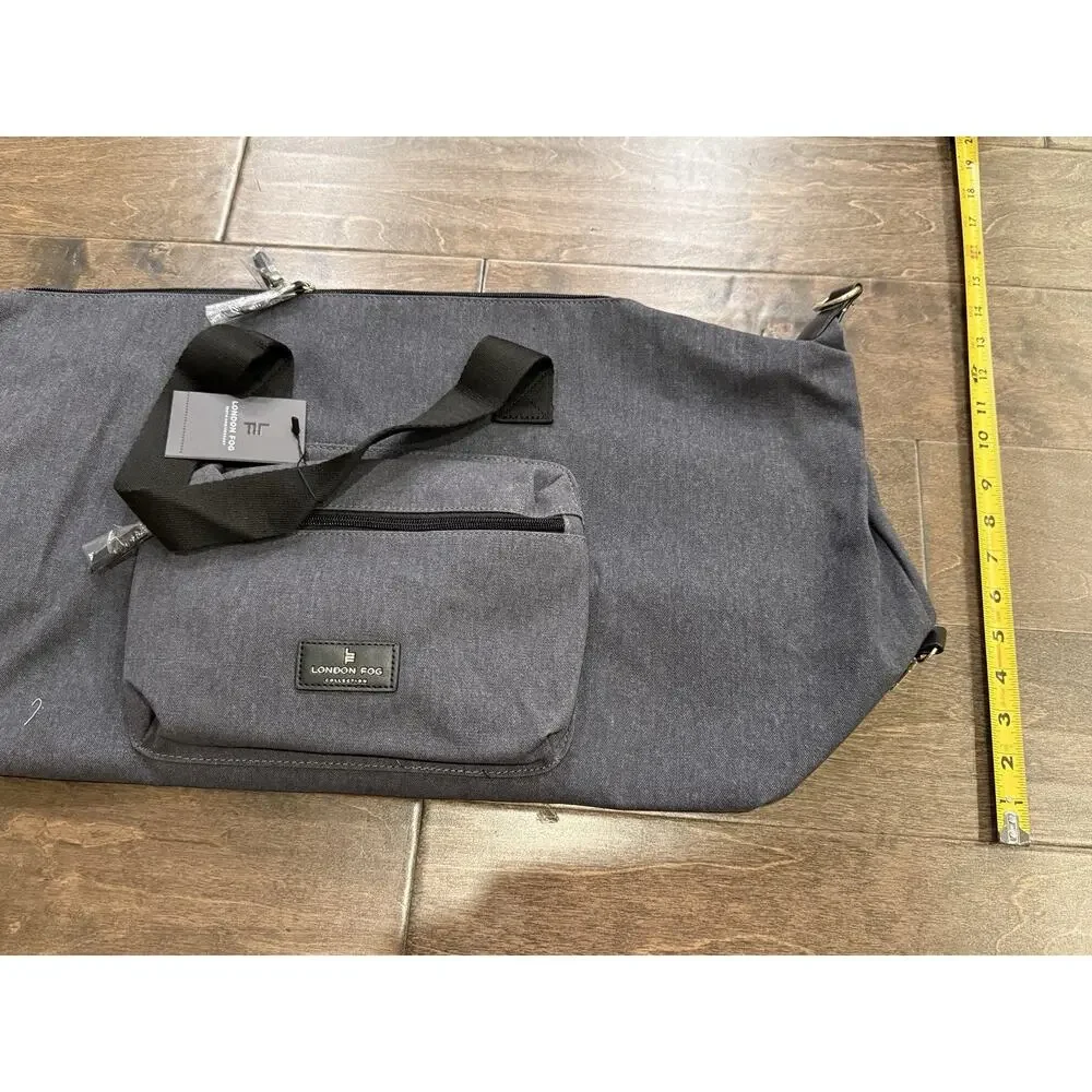 London Fog Collection Gray 100th Anniversary Canvas Duffel Bag NWT New